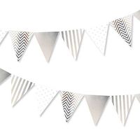 Illume Partyware Celebrate Happiness Silver Dots, Stripes & Chevron Bunting