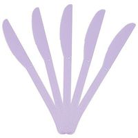 JAM PAPER Premium Utensils Party Pack - Plastic Knives - Light Purple/Lilac - 48 Disposable Knives/Pack