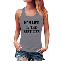 Naladoo Women Casual Sleeveless Vest Camis Tank Tops Summer Letter Print T-Shirt Gray
