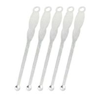 uxcell 5 Pcs Silver Tone Flower Print Round Ear Spoon Metal Earpick Curette