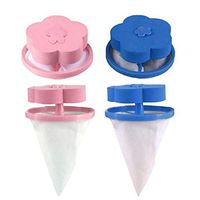 Feccile 2/4/6/8 PCS Flower Plum Blossom Washing Machine Floating Lint Filter Bag Household Reusable Pink and Blue