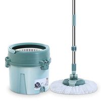 XJAXY Mop and Bucket Set,Best Floor Mop Easy to Use,360 Spin Non Scratch Microfiber Wet Jet Mop with Integrated Wringer Bucket,Wet and Dry Use on Floor,B
