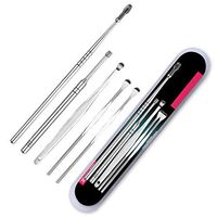 balloonbobo 5 Pack Portable Ear Pick Spoon Set Stainless Steel Ear Cleaner Tool Earwax Removal Curette Kit Beauty Tool with Box 5pcs