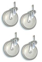 (Four) Stem Caster 5" Soft Rubber Wheel (7/16" Grip Ring) Floor Safe