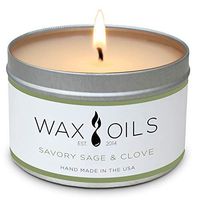 Wax and Oils Soy Wax Aromatherapy Scented Candles (Savory Sage & Clove) 8 Ounces. Single