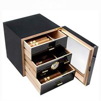Cigar Box, Cigar Humidor, Cedar Wood, Cigar Solid Wood, Large Capacity 100 Cigar Cabinet (Color : Black)