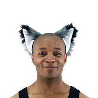 Pawstar Gray Furry Fox Ear Headband – Black Tips