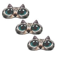 Cute Sleep Eye Mask for Sleeping Cartoon Cat Super Soft and Lightweight Eye Cover Blindfold Eyeshade for Men Women and Kid, 3 Pack