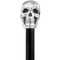 Sterling Silver Skull Walking Stick with Black Beechwood Shaft