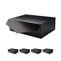PACKHOME 5 Gift Boxes 14x9.5x4.5 Inches, Large Gift Boxes with Lids Groomsman Boxes, Sturdy Storage Boxes, Collapsible Gift Boxes with Magnetic Closure (Glossy Black with Embossing)