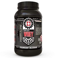 Driven WHEY- Grass Fed Whey Protein Powder: Delicious, Clean Protein Shake- Improve Muscle Recovery with 23 Grams of Protein with Added BCAA and Digestive Enzymes (Strawberry Milkshake, 2 lb)