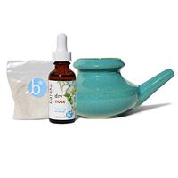 Baraka Sinus Complete Ayurvedic Care Kit - USA Handcrafted Dishwasher Safe Ceramic Neti Pot, 1 oz Essential Oil for Dry Nose, and 2 oz Mineral Salt Rinse for Cold Relief - Jade Color