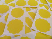 Minilabel 51mm Wavy Edge , Certificate Wafer Company Seal Labels , Stickers For Embossing , Awards & Rewards Yellow