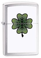 Zippo Lighter: Four Leaf Clover - Brushed Chrome 79113