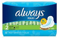 Always Pads Size 2 Maxi 32 Count Long Super 9 Hour (3 Pack)
