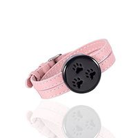 wonderful jewerly Lovely Multi Color Pet Pawprint Aromatherapy Locket Bracelet Essential Oil Diffuser Locket Leather Wristband (Pink)
