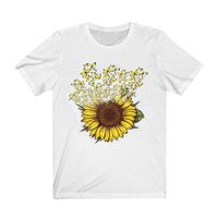 Short Sleeve Tee Blouse for Women,Amiley Womens Butterfly and Sunflower Print Summer Casual O-Neck Short Sleeve Tops T Shirts (X-Large, White)