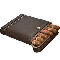 Humidors Cigar Set Portable Cigar Set Cedar Wood Cigar moisturizing Sleeve Large Capacity 6 Sticks (Color : Black, Size : 7204cm)