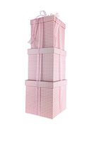 Gingham Design Nested Boxes - Set of 3 for Baby Shower, Weddings, and Any Party (Gingham Pink)