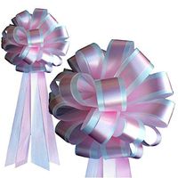 White & Pink Striped Wedding Pull Bows with Tails - 8" Wide, Set of 6, Valentine's Day, Breast Cancer Awareness, Wedding, Birthday, Gender Reveal, Baby Shower, Christmas, Easter