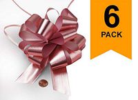 Large Metallic Pink Gift Wrap Pull Bows - 5" Wide, Pink Ribbon Big Pull Flower Bows for X-mas Gifts and Presents, Set of 6