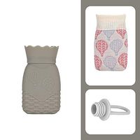 BLT25WE Hot Water Bottle for Microwave Heating, Silicone Hot Water Bag with Knit Cover for Hot & Cold Therapies, Pain Relief, Winter Warm, Gifts for Birthday Christmas Valentine's Day - 350ML Gray