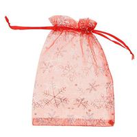 100pcs Tulle Christmas Snowflake Gift Pouch Candy Bag Christmas Favors |item - Red 13 x 18cm|
