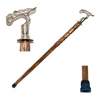 Nautical World Handmade Aluminum Silver Dragon Handle Vintage Wooden Walking Stick Cane, Affordable Gift Decorative Walking Cane Fashion Statement for Men/Women/Seniors/Grandparents! Item New Year Gi
