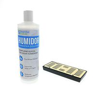 Humidor Solution & Cigar Humidor Humidifier Combo, 16oz Propylene Glycol and Cigar Humidifier for 1-250 Cigars by Essential Values (Humidifier & Solution)