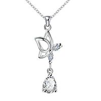 KopooaP Silver Necklaces Pendant Jewelry Birthday Gifts Presents Gemstone for Women Anniversary Zirconia Crystal