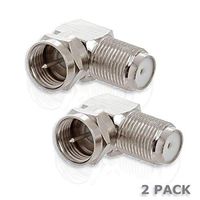 Adapter 90° Degree Right Angled F Female to F Male 75 Ohm (2 Pack)