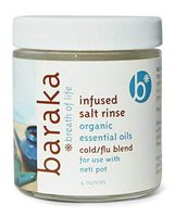 Baraka Neti Pot Infused Salt Rinse Sinus Relief Nose Cleaner with 5 Essential Oils of Virginia Cedarwood, Palmarosa, Green Myrtle, Fir Balsam and Rosemary - 4 oz Jar