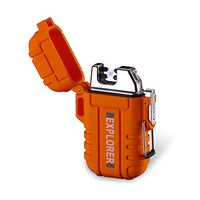 Dual Arc Lighter Double Arc Plasma USB Lighter Rechargeable Flameless Waterproof Stormproof Windproof Mini Electric Lighter for Cigar Candle Cigarette Pipe Sport Outdoor(Orange)