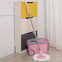 SHPING Mops Rotating mop, 360 degree free rotation, hand pressure double drive, wet and dry, stainless steel telescopic rod, suitable for cleaning all office floors (Color : Pink)