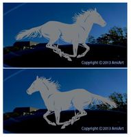 AmiArt Horse Decal Sticker X-Large Each Single Horse Size 14.6" x 8.4" Mirror Images Facing Left and Right- Grey Gray Beautiful Running Horses Vinyl for Car Truck Trailer Wall Window Laptop