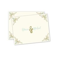 Flower Personalized Couples Note Cards - Blue and Green