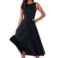 WENOVL Plus Size Dresses,Women's Dresses Casual Sleeveless Dresses A-line Dress Tank Dress Black