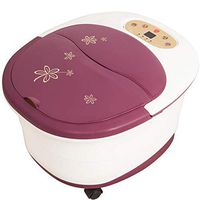 GJJ Footbath, Heated Foam Basin, Massage Footbath, Foot Bath Electric Foot Massage Machine,Wine red,A