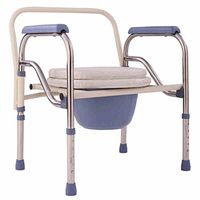Folding Commode Chair with Padded Toilet Seat Bathroom Anti-Slip Adjustable Height Bathroom Shower Stool Elderly Person/Pregnant Woman/Handicapped Person Potty Chair