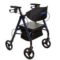 Premium Foldable Rollator Aluminum Frame Rolling Walker 8" Wheels with Padded Backrest (Blue)