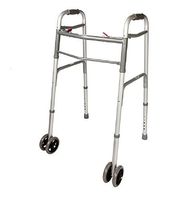 Walker Folding Deluxe 2 Button Front Wheels/NO Wheels/Heavy Duty BARIATRIC/Junior JR. Child Walkers (W/Wheels)
