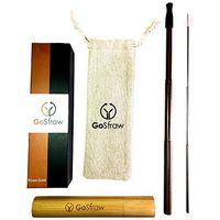 GoStraw Reusable Collapsible Portable Drinking Straws, Telescopic Folding Stainless Steel Metal Straw with Case & Cleaning Brush (Rose Gold)