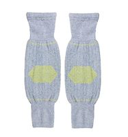 Flyusa Unisex Cotton Warm Knee Brace Pads Winter Cycling Knee Leg Warmers Knee Sleeves for Men Women(Light Grey and Yellow)