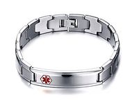 VNOX Mens Medical ID Bracelet Stainless Steel Link Chain (Free Engraving) 12mm Width,8.7 inches