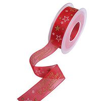 20m/roll 25mm Christmas Decoration Organza Ribbon Star Ribbons Handmade DIY Gift Wrapping Decoration Merry Christmas Ribbon,C2 Red