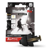 Alpine MusicSafe Pro Music Ear Plugs – Musicians Ear Plugs for Noise Reduction – Concert Earplugs - 3 Noise Reducing Ear Plug Filter Sets - Hypoallergenic Reusable Earplugs, Black