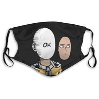 2 Pack Anime One Punch Man Funny Saitama Okay Face PM2.5 Non-Medical Ma-sk with Replaceable Filter Elements