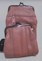 Pink Lamb Skin Leather Cigarette Case with Zipper Pocket and Ligter Case