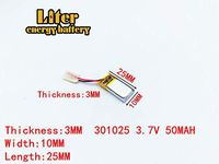 3.7V 50mAh 301025 Lithium Polymer Ion Rechargeable Battery Lithium Polymer Li-Po Battery for MP4 GPS MP3 Bluetooth Stereo DIY Gift