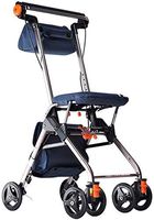 Folding Lightweight Aluminium Walking Frame Padded Seat & Backrest Lockable Brakes Mobility Aid with Built in Trays for Carrying Personal Items Walking Aid (Color : B)